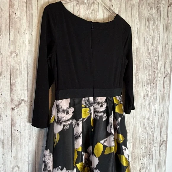 Adrianna Papell Formal Cocktail Dress Black Floral Ball Gown Skirt Size 6 - Picture 8 of 8